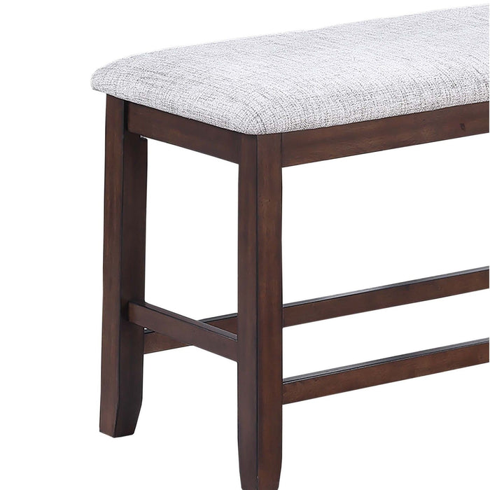 6 Piece Counter Height Dining Set Table With Storage Ladder Back Chairs And Bench - Walnut