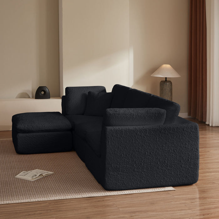 Cloud Sectional Couch, Convertible With Ottoman, 3 Seater Modular Design