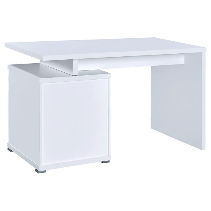 2 Drawer Reversible Office Desk With Modular Design - White