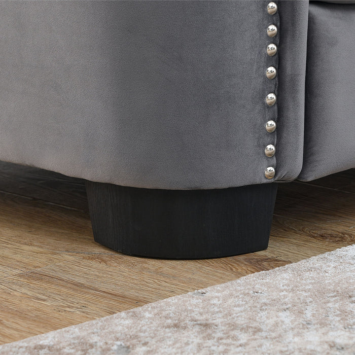 Modern Chesterfield Sofa With Tufted Backrest For Living Room
