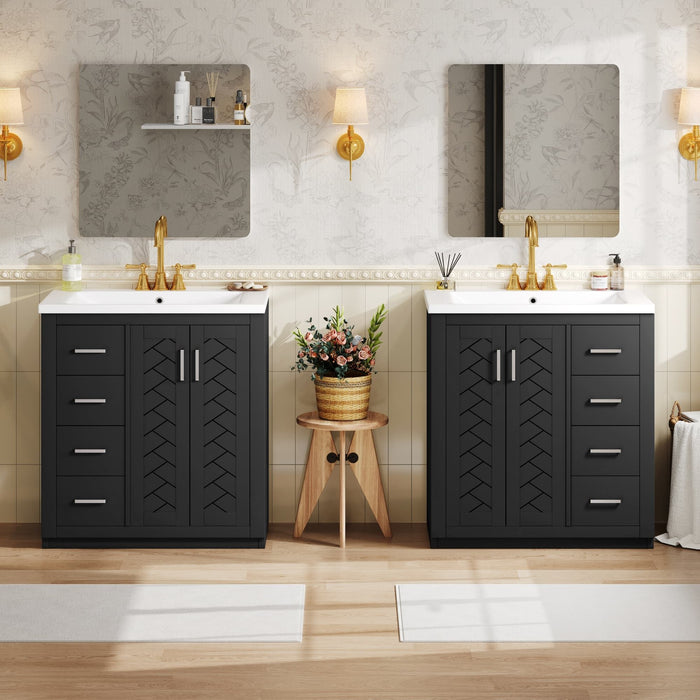 Bathroom Vanity Set With Sink, Storage Cabinet With Drawers & Soft Closing Doors