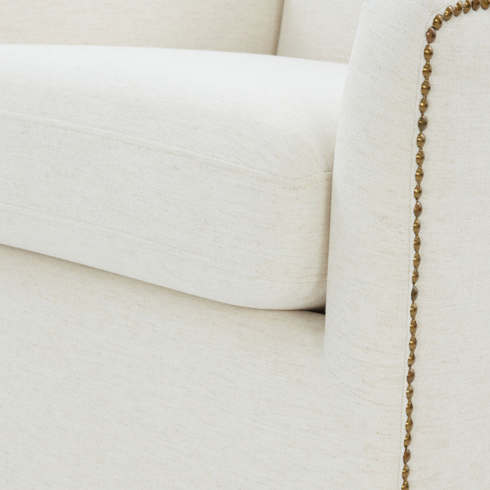 Tolland - Swivel Accent Chair With Antique Brass Nailhead Trim - Cream