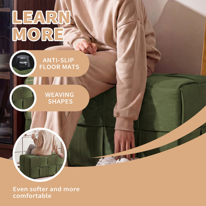 Modern Ottoman Foot Rest With Woven Design