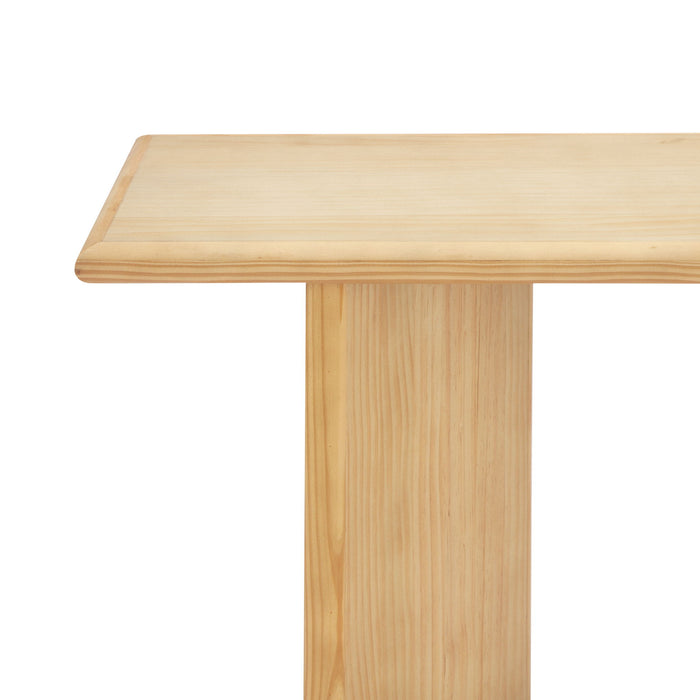 X-Frame Console Table, Angled Cross Leg Design, Rounded Edges - Natural