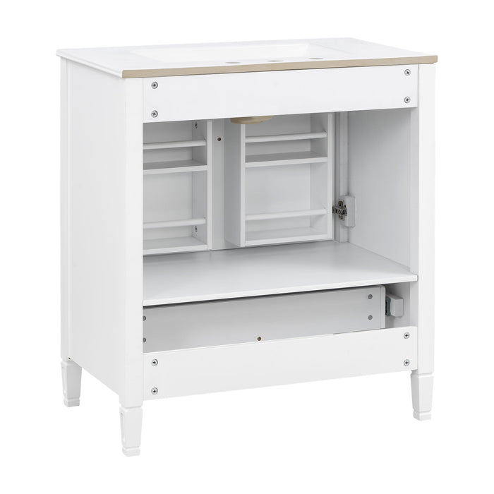 Elegant Fluted Bathroom Vanity With Sink, Soft Close Doors & Drawer