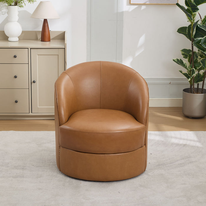 Swivel Accent Chair With 360° Smooth Spin - Black / Light Brown / Silver