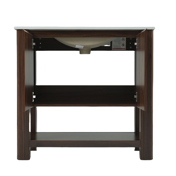 Modern Bathroom Vanity With Rectangle Ceramic Sink, Soft Closing Doors