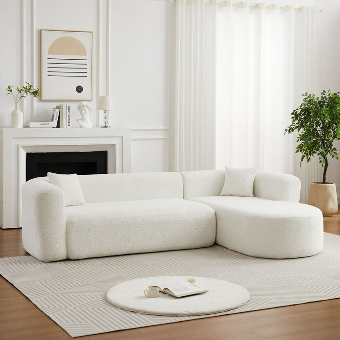 L - Shape Boneless Cloud Couch With 2 Throw Pillows For Living Room