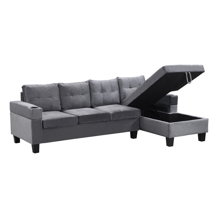 Modern Sectional Sofa Set With L Shape Chaise Lounge And Storage