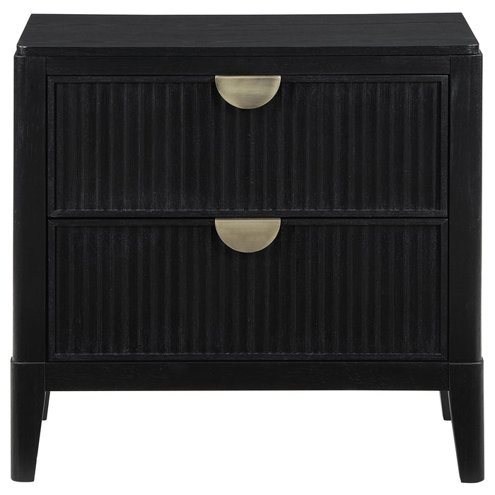Mason - 2 Drawer Nightstand With Fluted Design - Black