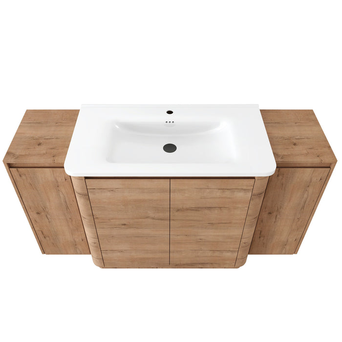 Freestanding Bathroom Vanity With Sink, 2 Small Storage Cabinets, Soft Close Doors
