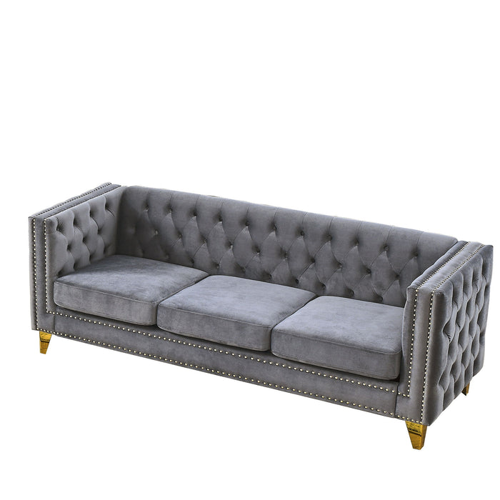 Modern Sofa With Button Tufting, Upholstered Couch For Living Room