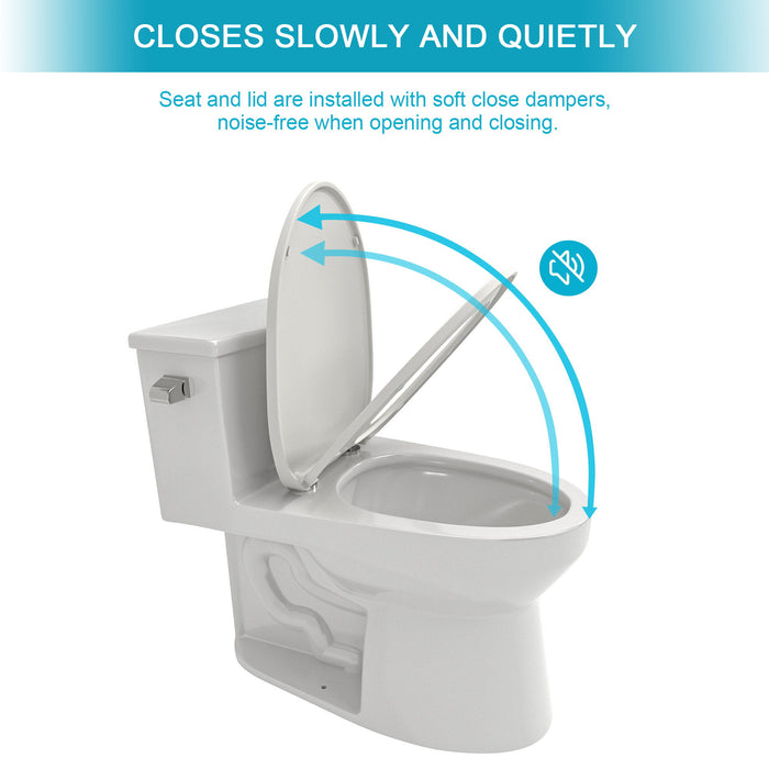Sleek 1 Piece Toilet With Single Flush And Soft Closing Seat - White