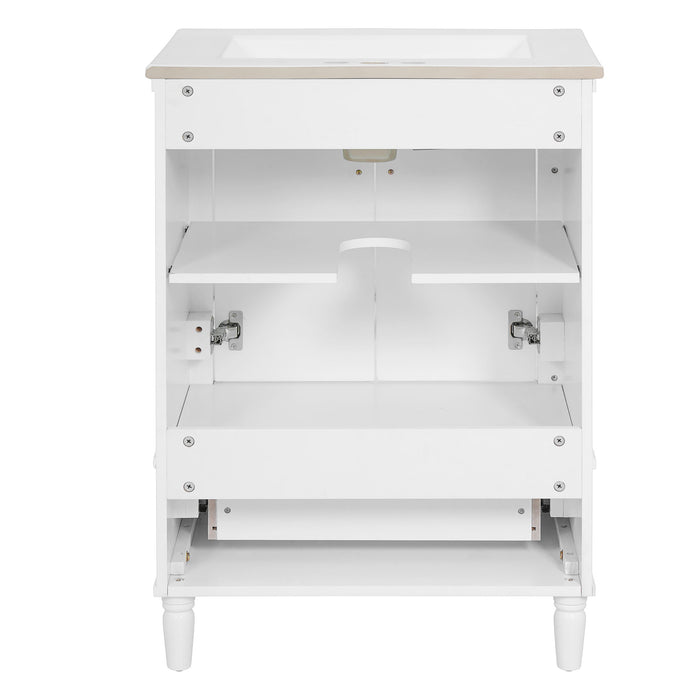 Bathroom Vanity With Ornate French Cylinder Legs, Soft Close Drawer