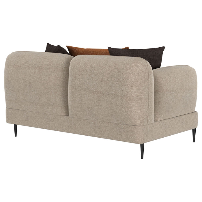 Repley - Upholstered Sculpted Track Arm Loveseat - Beige