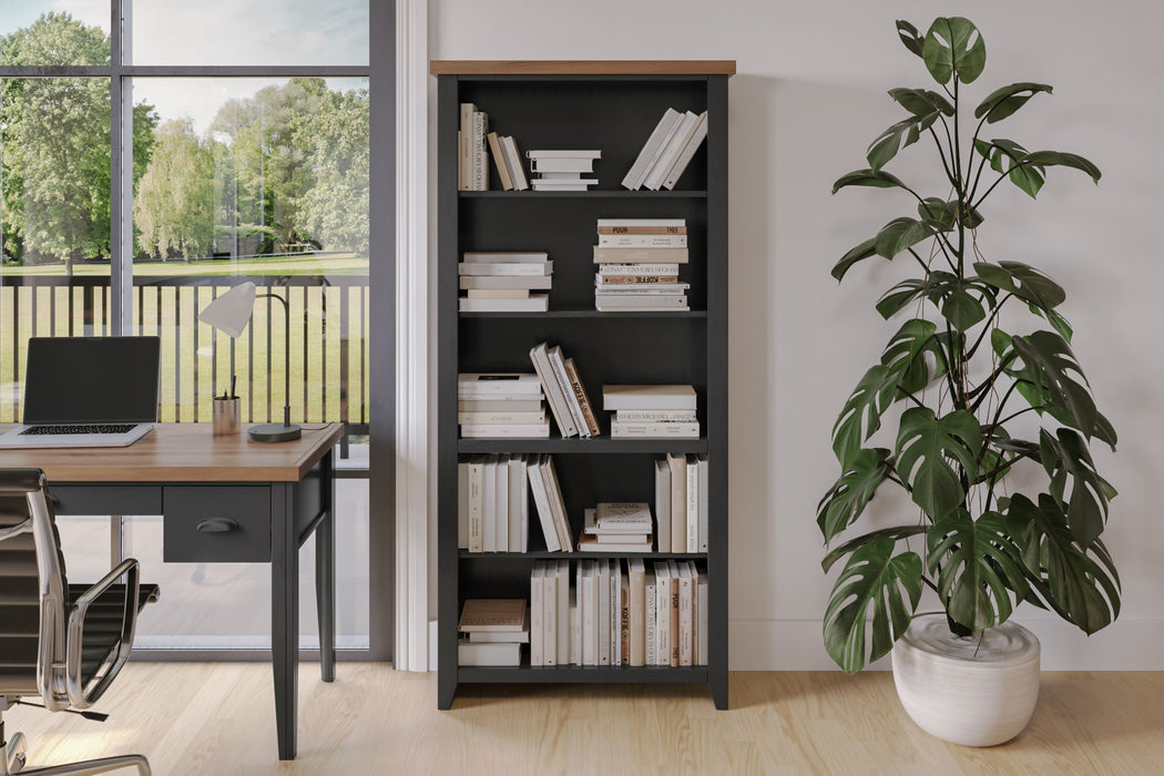 High 5 Shelf Bookcase - Black / Whiskey