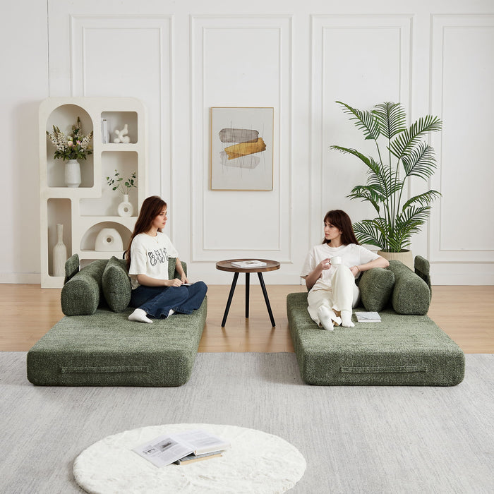 Convertible Sleeper Sofa Bed With Cylindrical Pillow