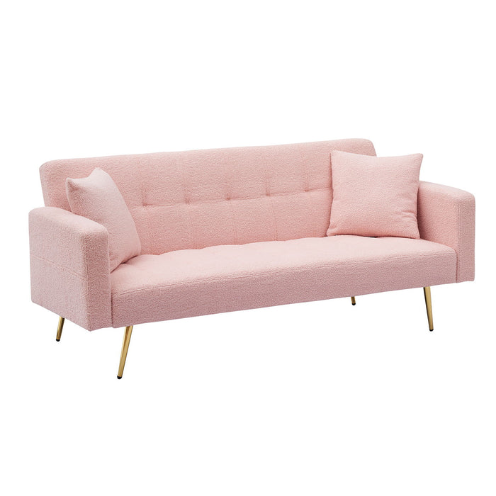 Teddy Fleece Sofa Bed With Luxurious Throw Pillows