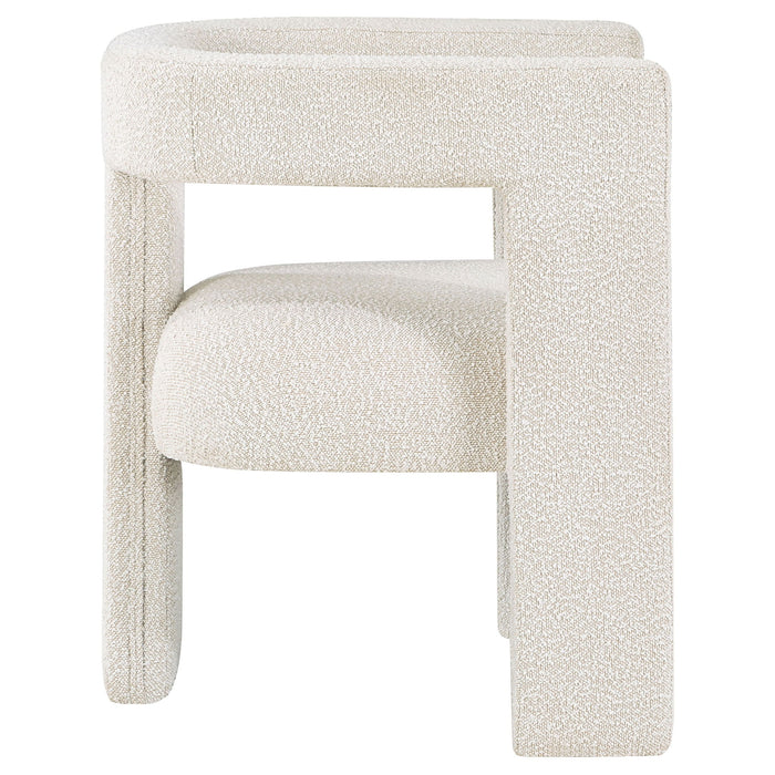 Verda - Upholstered Accent Side Chair In Soft With Rounded Open Back And 3 Leg Base - White