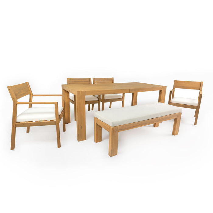 Outdoor Dining Set Rectangular Table With Umbrella Hole