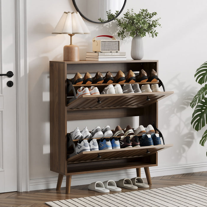 Shoe Cabinet, Storage Unit For Hallways - Walnut