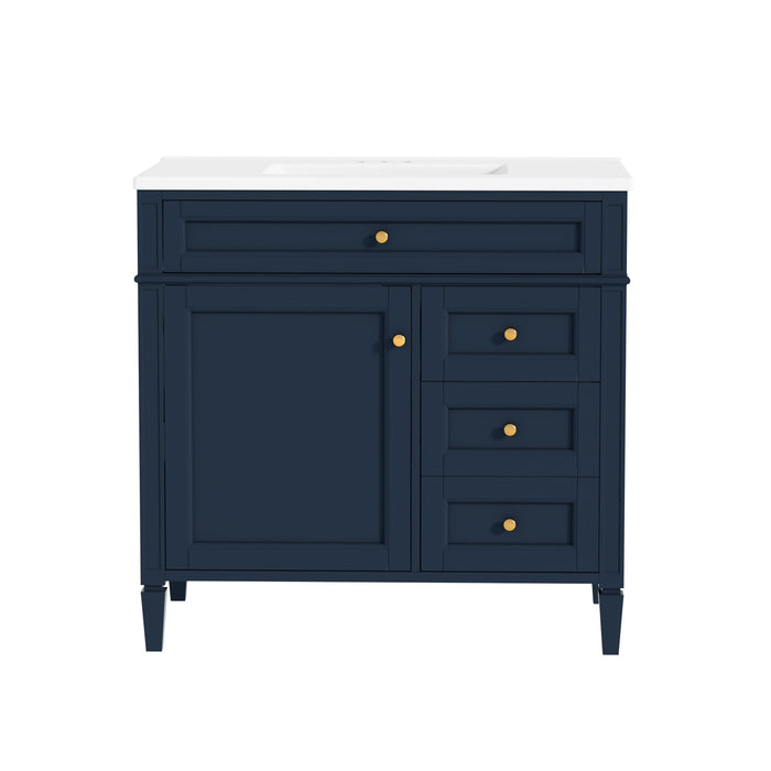 Bathroom Vanity With Top Sink, 2 Drawers, Tip Out Drawer