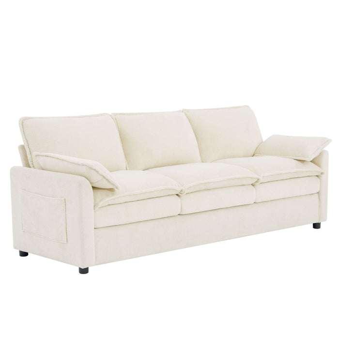 Modern 3 Seater Sofa With Side Storage Pockets For Living Room