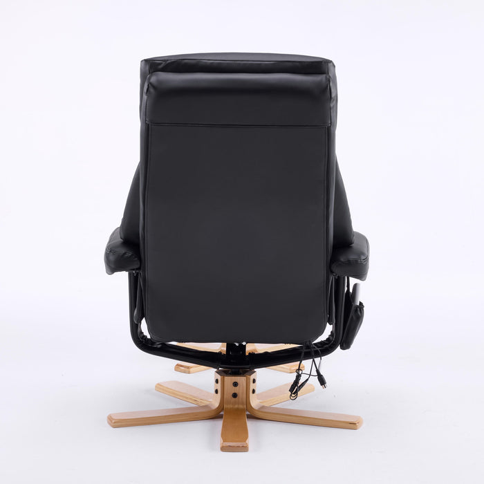 Upholstered Heated Massage 360° Swivel Accent Chair With Ottoman