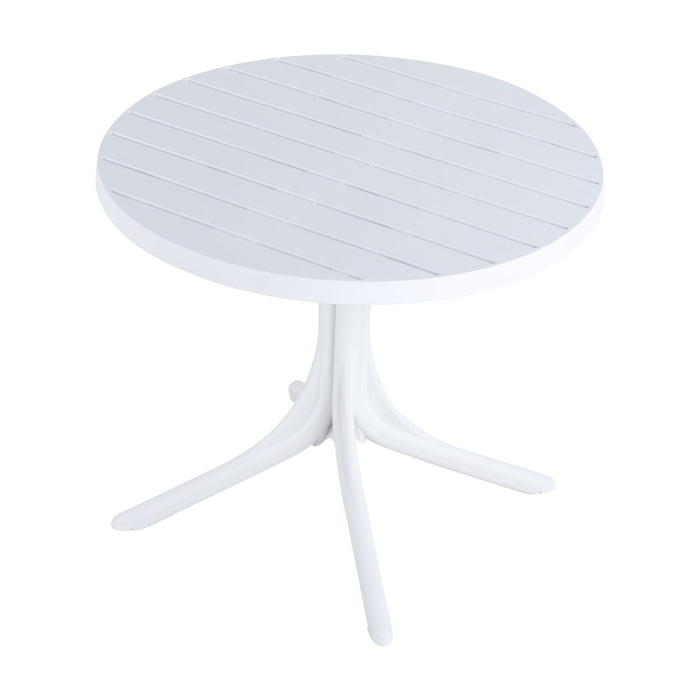4 Modern Stackable Plastic Armchair Matched With Round Table