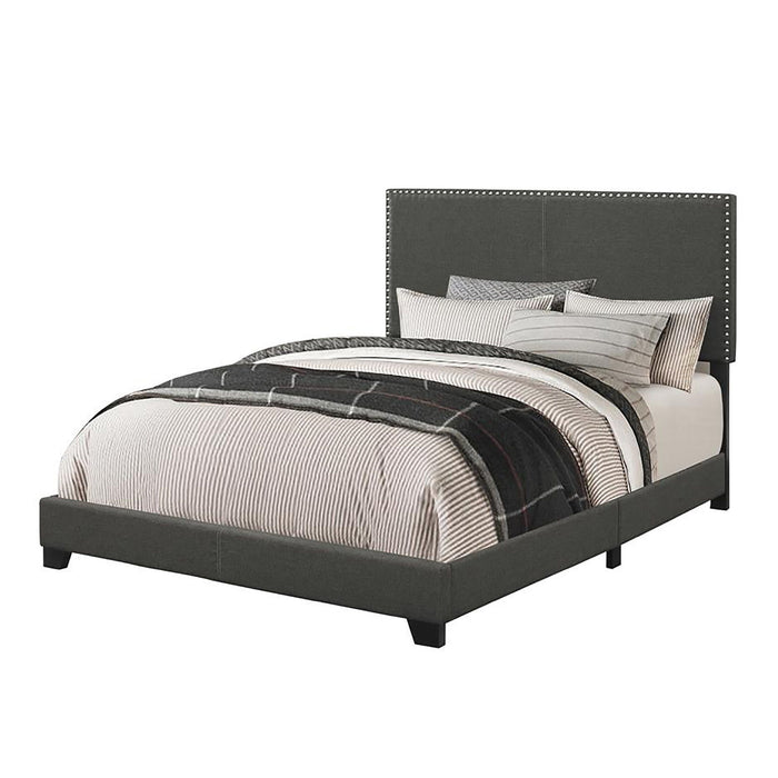 Upholstered Full Bed With Nailhead Trim - Charcoal