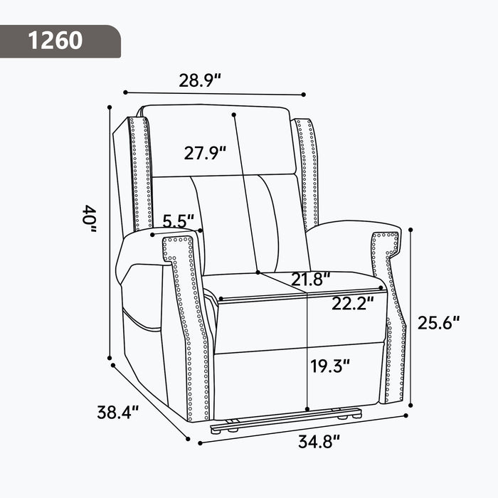 Manual Recliner Chair With Heavy Duty Motion Mechanism, 8 Vibrating Nodes And 3 Massage Modes For Living Room
