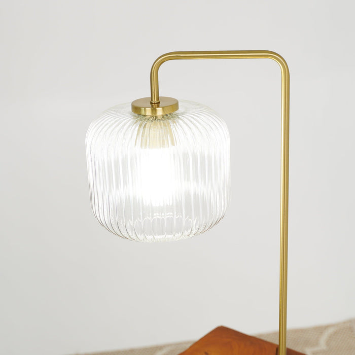 Haven - Clear Table Lamp, Button Control - Gold / White / White Marble
