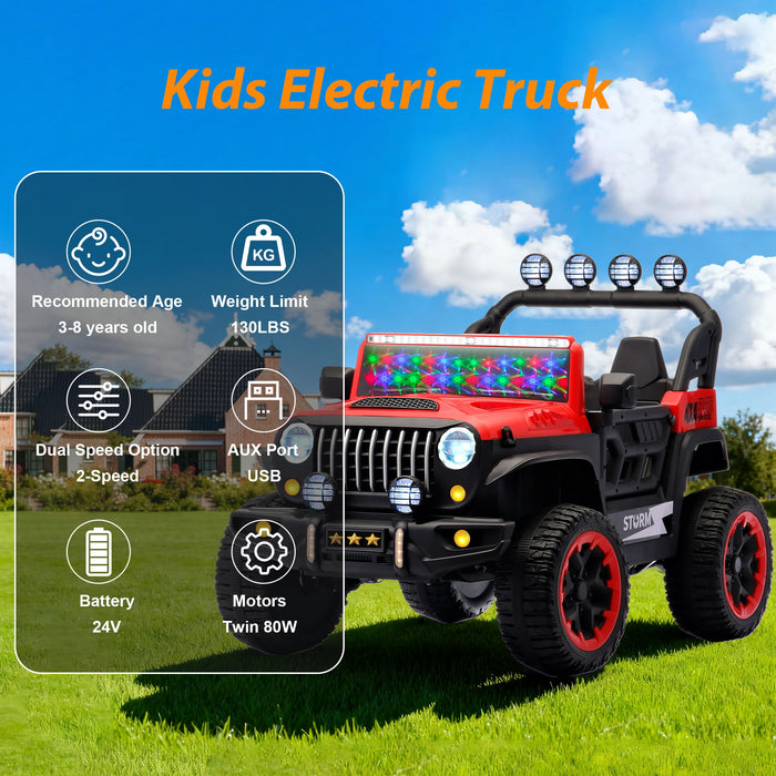 Electric Car With Remote Control, Colorful LED Lights, USB & MP3