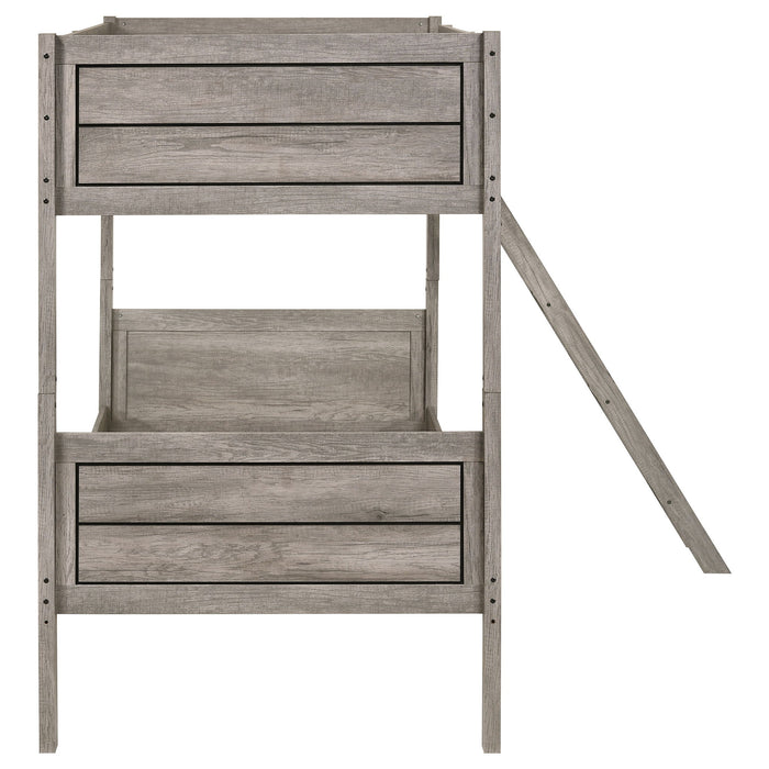 Brenton - Twin Over Twin Bunk Bed With Ladder - Taupe