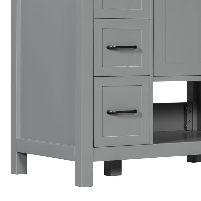 Bathroom Vanity With Sink Top, Bathroom Vanity Cabinet With 2 Doors And 2 Drawers, Open Shelf