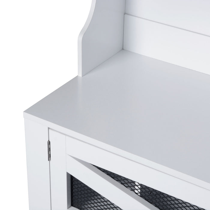 Entryway Bench With Coat Rack, 3 In 1 Design And Adjustable Shelves