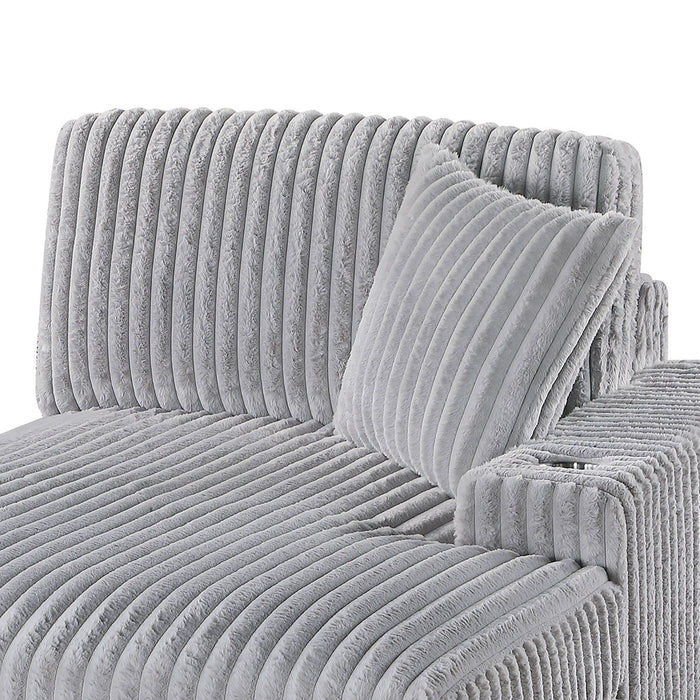 RAF Chaise With Cup Holder Modular Living Room Furniture Pillow - Gray / Mink