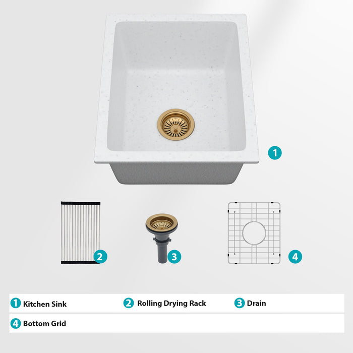 Quartz Composite Undermount Single Bowl Kitchen Sink