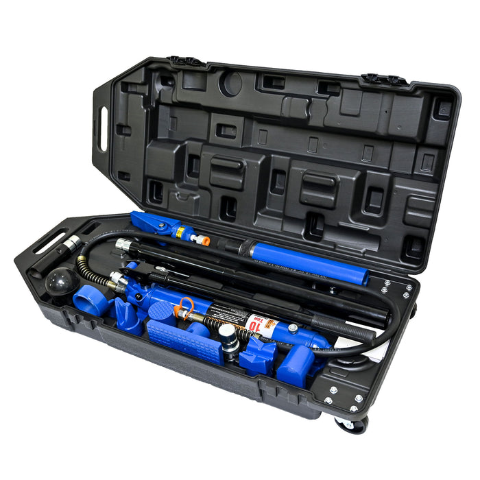 10 Ton Portable Hydraulic Equipment Kit For Metal Work - Black / Blue
