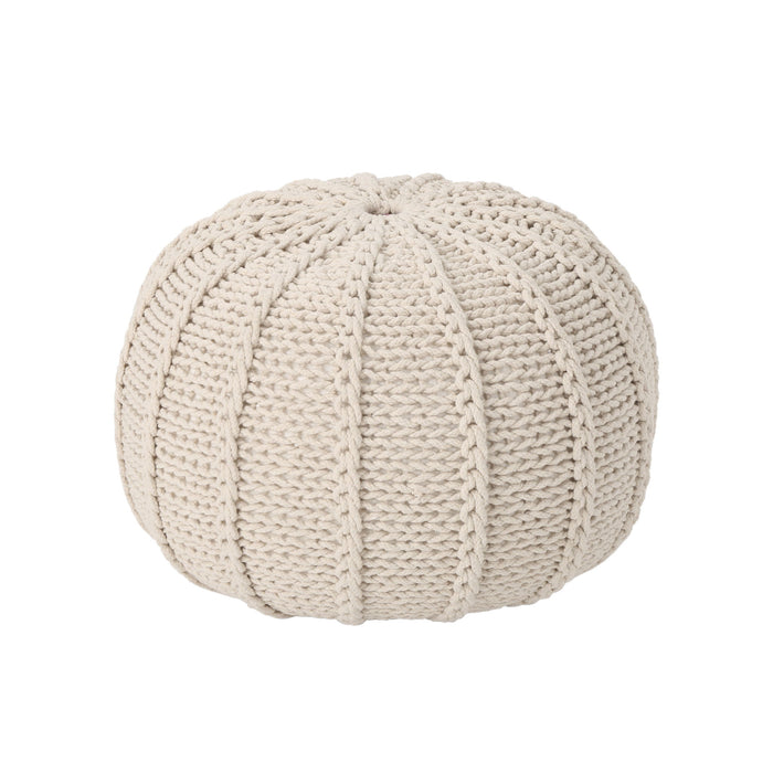 Bordeaux - Knitted Cotton Round Pouf Ottoman And Floor Cushion
