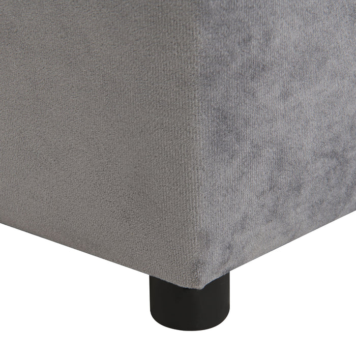 Kids Velvet Upholstered Chair With Ottoman For Comfortable Seating - Gray