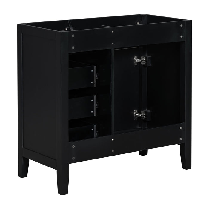 Modern Bathroom Vanity Base Only, 2 Doors And 3 Drawers