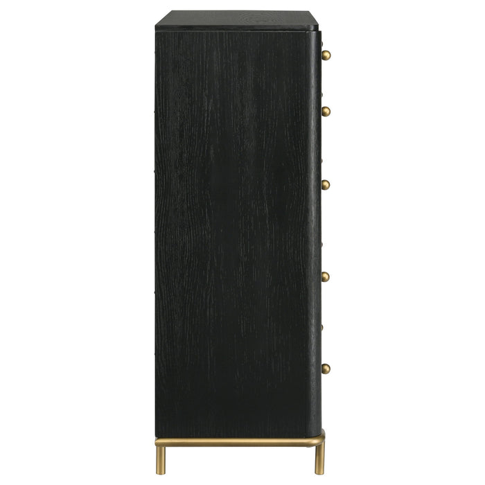 Anser - 5 Drawer Chest, Bedroom Storage Furniture - Black