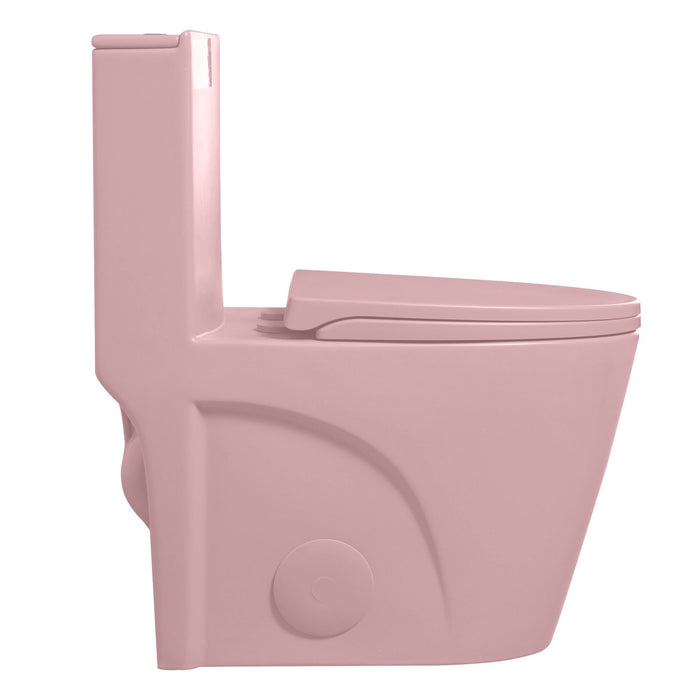 1.1 / 1.60 Gpf Dual-Flush One Piece Toilet, Water-Saving Elongated Comfort Height Floor Mounted, Soft Close 1000 Gram Map Flushing Score Toilet 23T01-Rs - Rose