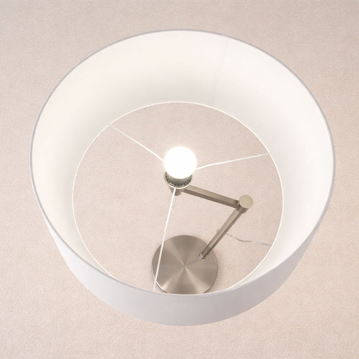 Horizon - Table Lamp With On / Off Switch Curved Base Linen Shade - Brushed Nickel / Silver / White