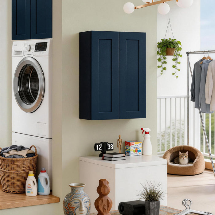 Shaker Wall Cabinet With Soft Close Hinges, Adjustable Shelves, Double Door