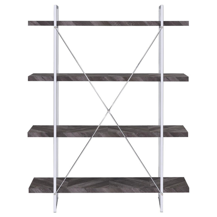 Herringbone - Bookcase With Full Length Shelf - Gray