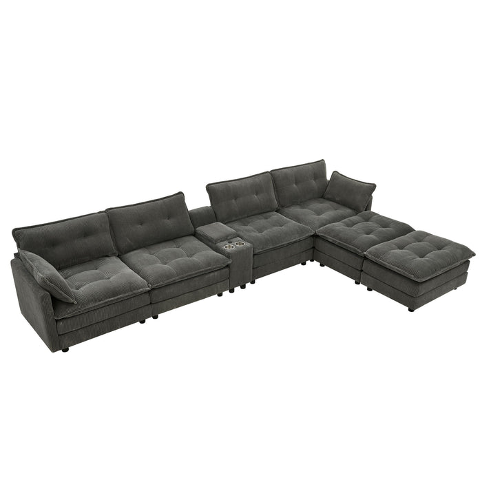 Oversized Modular Sectional Sofa With Multi Functional Console