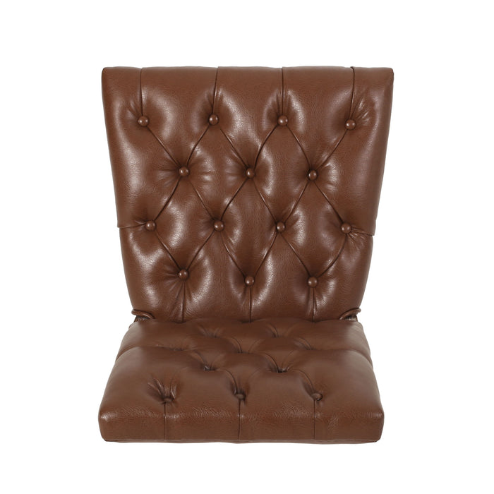 Sophisticated Dining Chair Set With Button Tufting - Light Brown / Weathered Wood