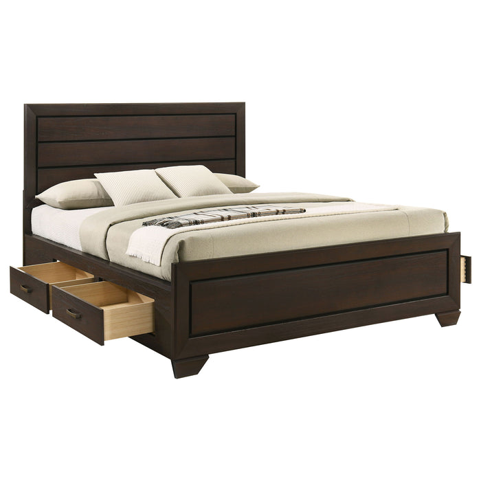 Kauffman - Queen Storage Panel Bed With Side Drawers - Dark Brown